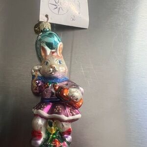 New WithTags Christopher Radko Bunny in Mini Skirt with Presents